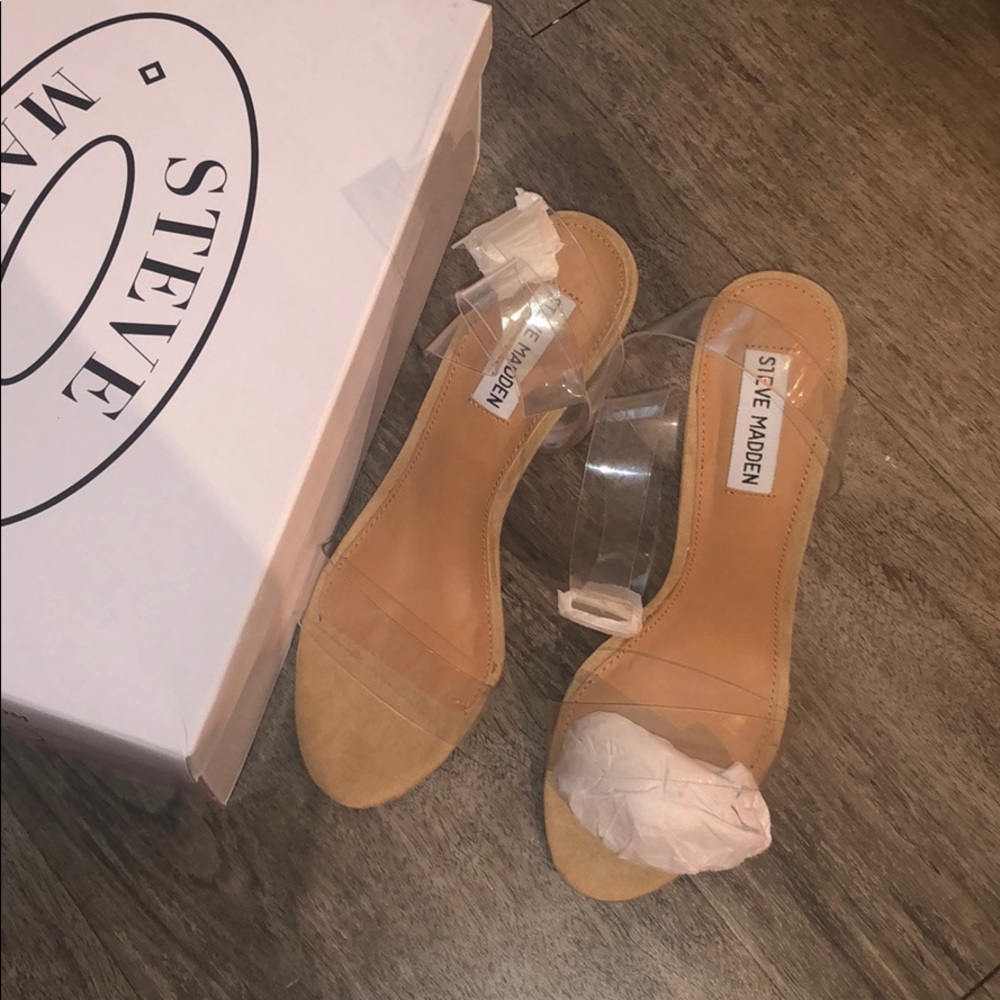 Steve Madden clear strap with 3 inches heels